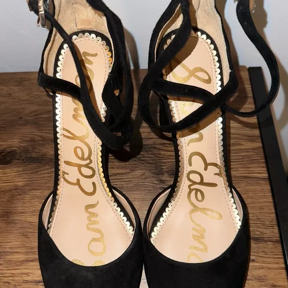 Sam Edelman Woman Simmons Black Suede Leather Strap Sandals