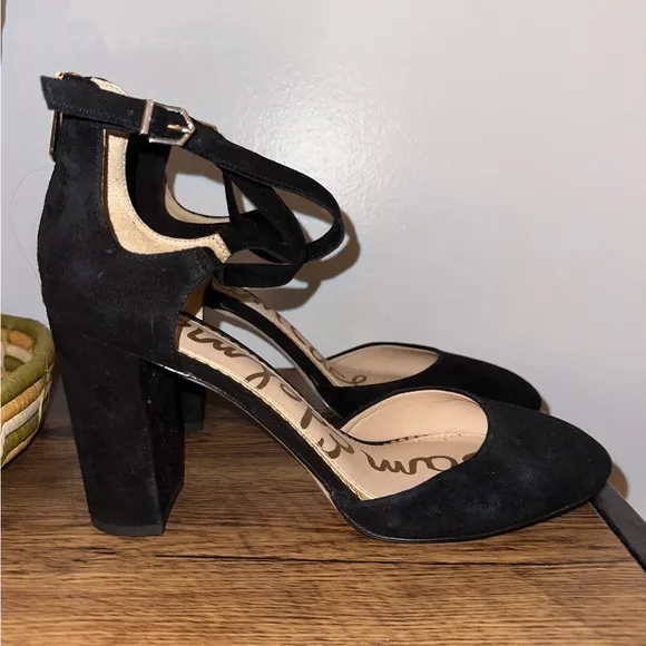 Sam Edelman Woman Simmons Black Suede Leather Strap Sandals