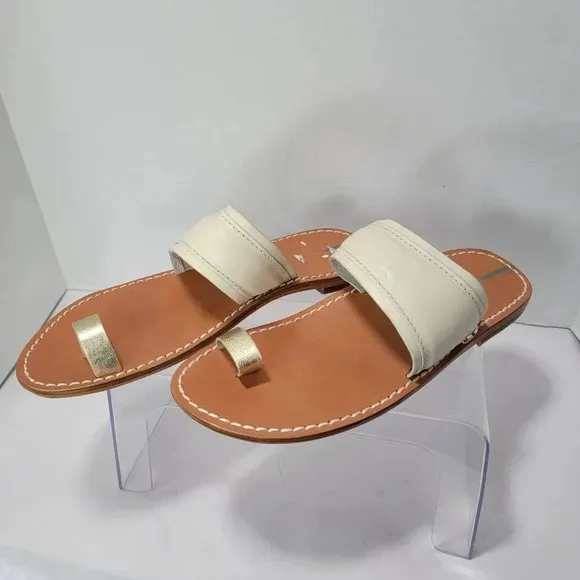 Sam Edelman Womens 8 Margit Toe Ring Slip On Sandal Summer Logo Designer White