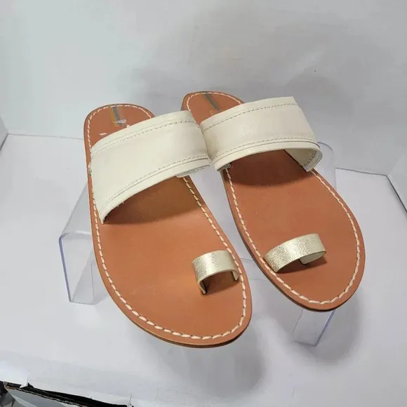 Sam Edelman Womens 8 Margit Toe Ring Slip On Sandal Summer Logo Designer White