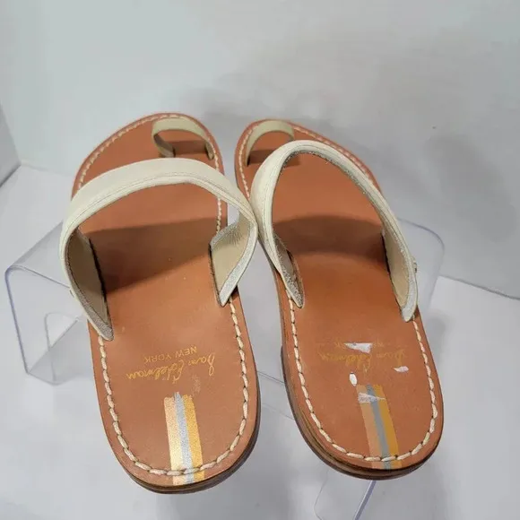 Sam Edelman Womens 8 Margit Toe Ring Slip On Sandal Summer Logo Designer White
