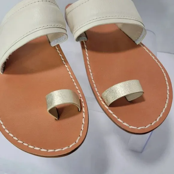 Sam Edelman Womens 8 Margit Toe Ring Slip On Sandal Summer Logo Designer White