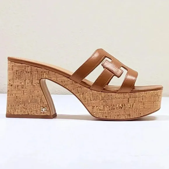 Sam Edelman Women's Dev Leather Cork Platform Sandals Size 9 (MSRP $150)