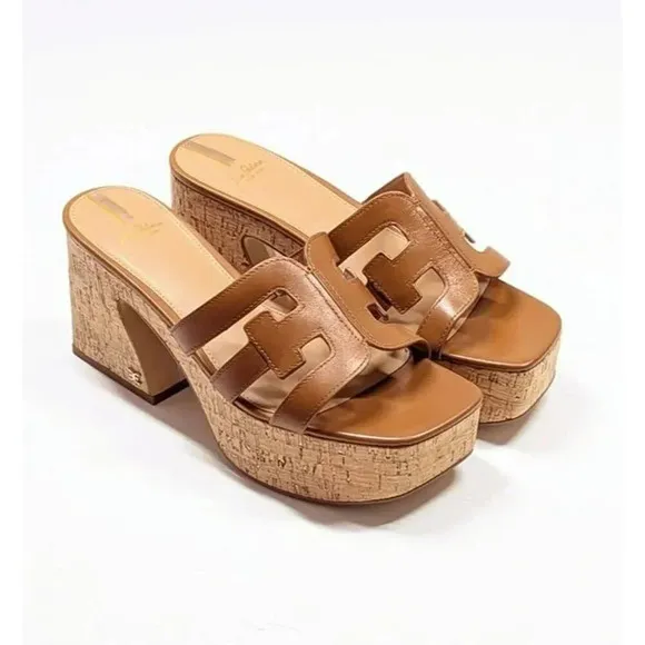 Sam Edelman Women's Dev Leather Cork Platform Sandals Size 9 (MSRP $150)