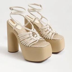 Sam Edelman Women's Gia Platform Chunky Y2k Strappy Heels Cream Size 8