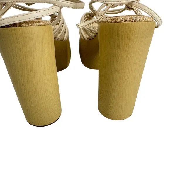 Sam Edelman Women's Gia Platform Chunky Y2k Strappy Heels Cream Size 8