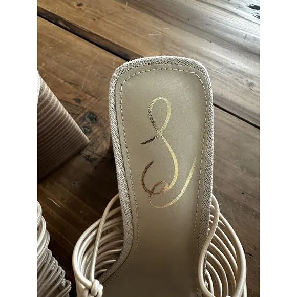 Sam Edelman Women's Size 5 Laurette Woven Block Heel Mule Sandal Tan Almond