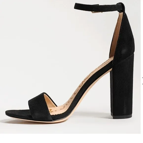 Sam Edelman Yaro black suede ankle strap Block Heels sandals women’s Sz 9 1/2