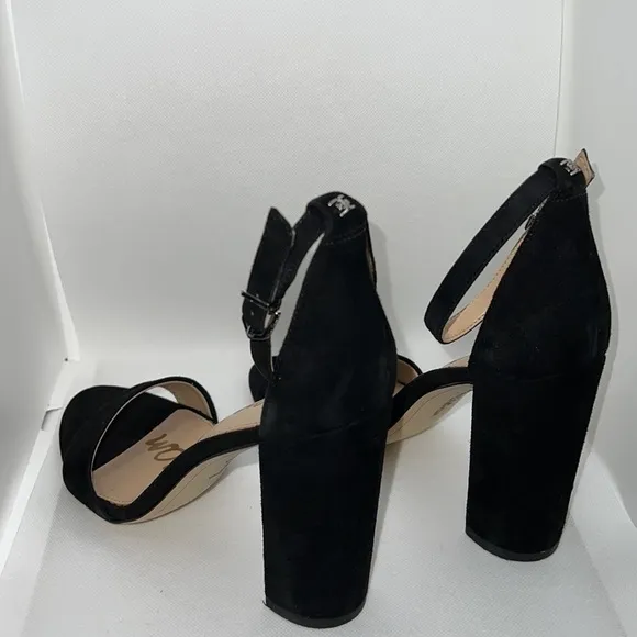 Sam Edelman Yaro black suede ankle strap Block Heels sandals women’s Sz 9 1/2