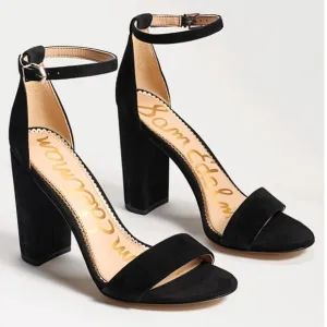 Sam Edelman Yaro black suede ankle strap Block Heels sandals women’s Sz 9 1/2