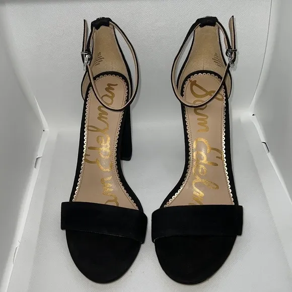 Sam Edelman Yaro black suede ankle strap Block Heels sandals women’s Sz 9 1/2