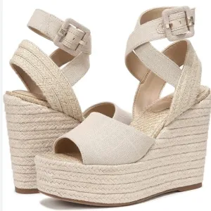 SAM EDELMANVada canvas espadrille wedge sandals new size 8