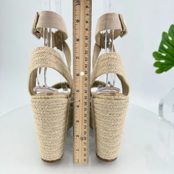 Sam Edelman Womens Vada Espadrille Sandals Ankle Strap Beige Canvas Platform 10M