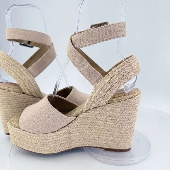 Sam Edelman Womens Vada Espadrille Sandals Ankle Strap Beige Canvas Platform 10M