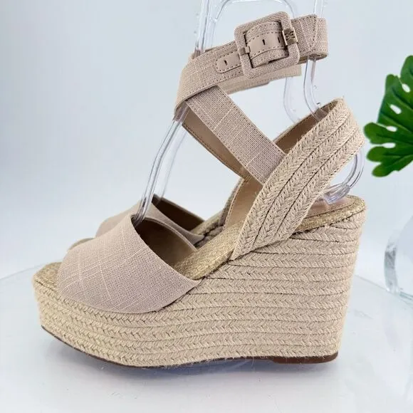 Sam Edelman Womens Vada Espadrille Sandals Ankle Strap Beige Canvas Platform 10M