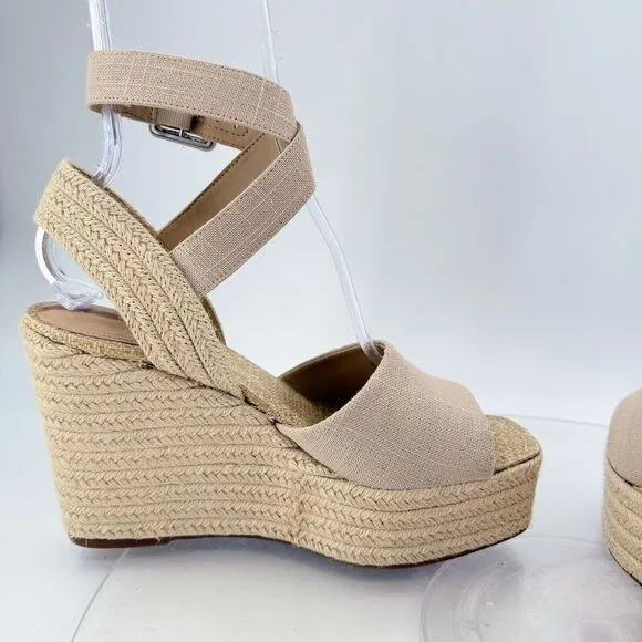Sam Edelman Womens Vada Espadrille Sandals Ankle Strap Beige Canvas Platform 10M
