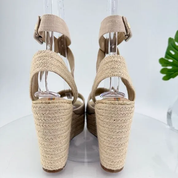 Sam Edelman Womens Vada Espadrille Sandals Ankle Strap Beige Canvas Platform 10M