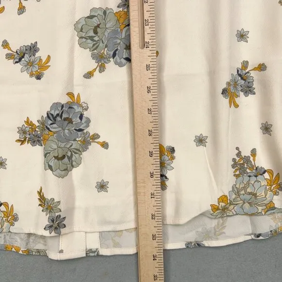 Sancia Skirt Women Large Cream Yellow Blue Floral Freja Coastal Flowy Vintage 70