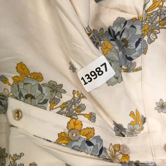 Sancia Skirt Women Large Cream Yellow Blue Floral Freja Coastal Flowy Vintage 70