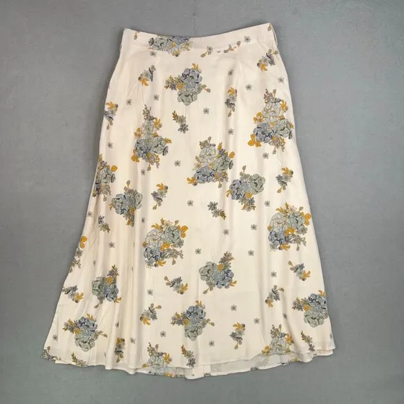 Sancia Skirt Women Large Cream Yellow Blue Floral Freja Coastal Flowy Vintage 70