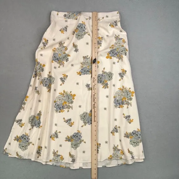 Sancia Skirt Women Large Cream Yellow Blue Floral Freja Coastal Flowy Vintage 70