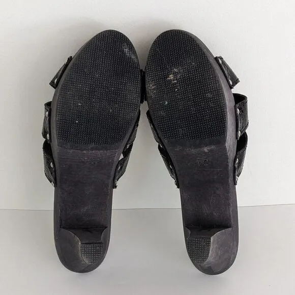 Sanita Black Leather Platform High Heels Sandals Women's 10.5-11