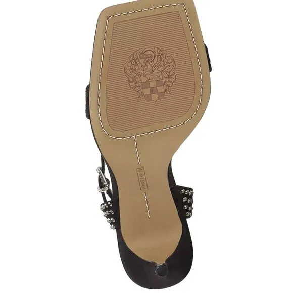 Saprenda strapped high heels black suede sandals with rhinestones Size 9 New, no