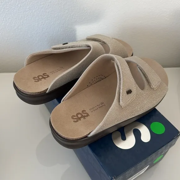 SAS Cozy Slide Sandals - Web Linen - Wide