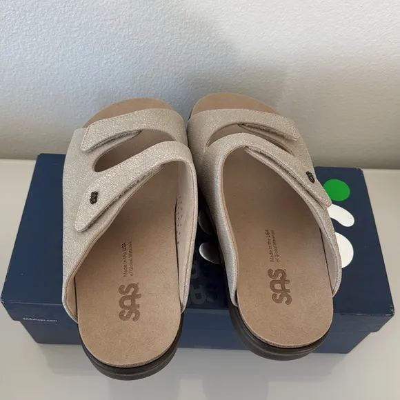 SAS Cozy Slide Sandals - Web Linen - Wide
