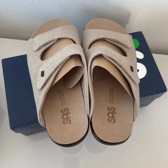 SAS Cozy Slide Sandals - Web Linen - Wide