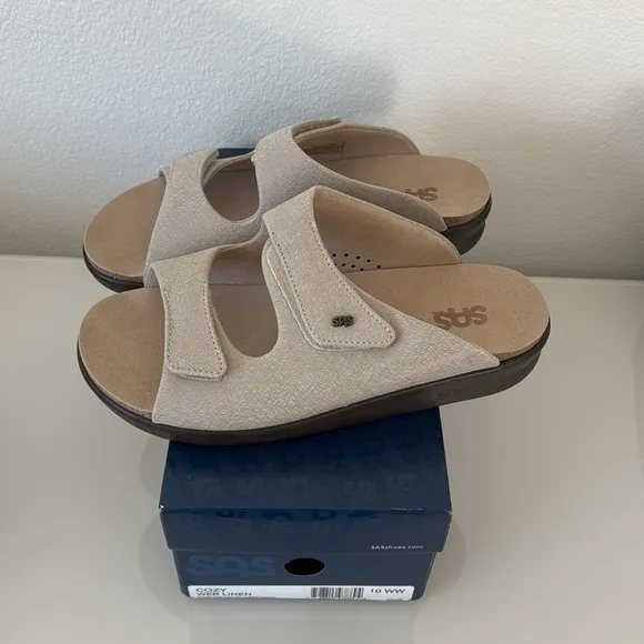 SAS Cozy Slide Sandals - Web Linen - Wide