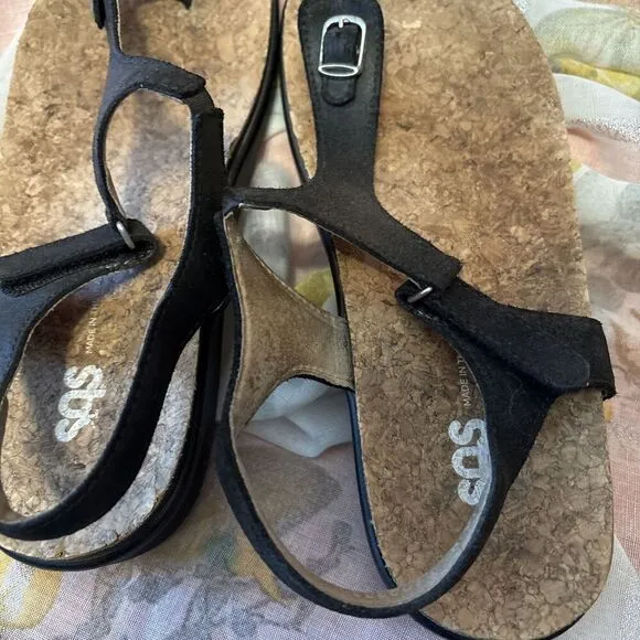 SAS EUC Sanibel  Sandal Size 10M Solid Black-Strap Slide Thong