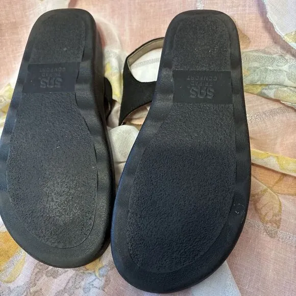 SAS EUC Sanibel  Sandal Size 10M Solid Black-Strap Slide Thong
