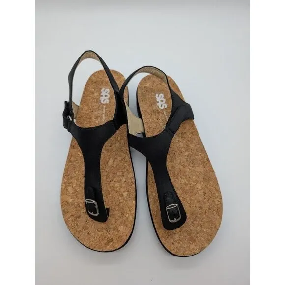 SAS Marina Sandals Women's Size 10.5 M Cork Leather 2850-013 Comfort Thong NEW