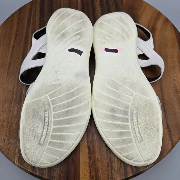 SAS Pier Sandals Women's 8 M White Leather Comfort Ankle Heel Strap Adjustable