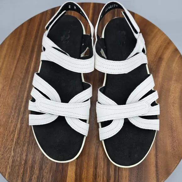 SAS Pier Sandals Women's 8 M White Leather Comfort Ankle Heel Strap Adjustable