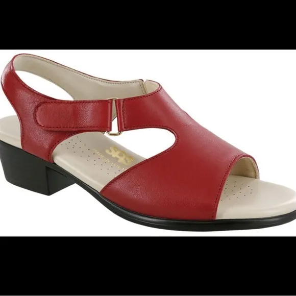 SAS Suntimer Red Leather Sandals 7.5