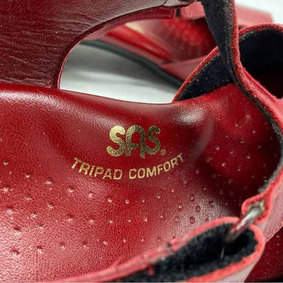 SAS Suntimer Red Leather Sandals 7.5