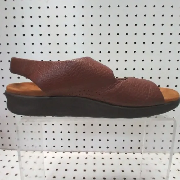 SAS Tripad Comfort Brown Leather Penny Loafers Flat Women Sandal Buckles Made US