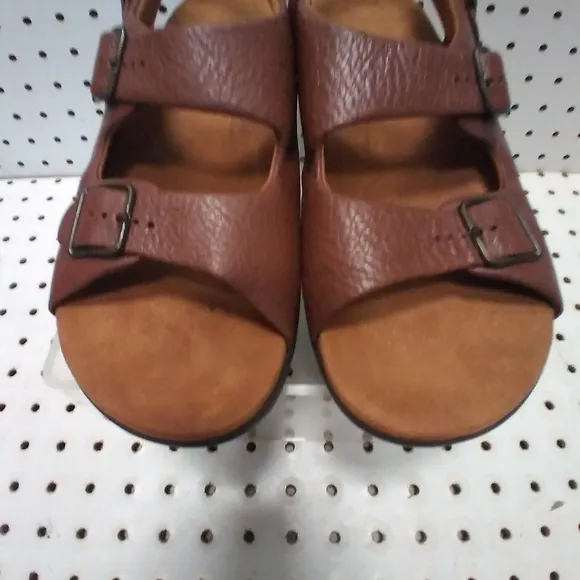SAS Tripad Comfort Brown Leather Penny Loafers Flat Women Sandal Buckles Made US
