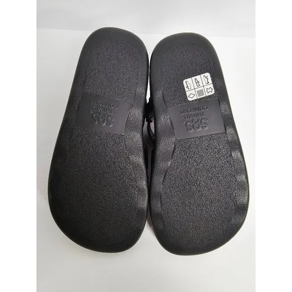 SAS Womens Black Leather Huggy Sandals 5.5W