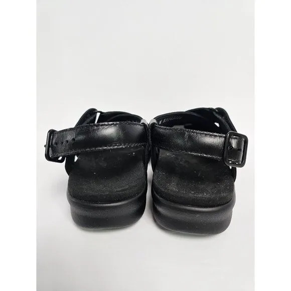 SAS Womens Black Leather Huggy Sandals 5.5W