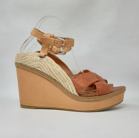 Schuler &amp; Sons Espadrille Slingback Platform Wedge Sandals Women's US 9.5 M