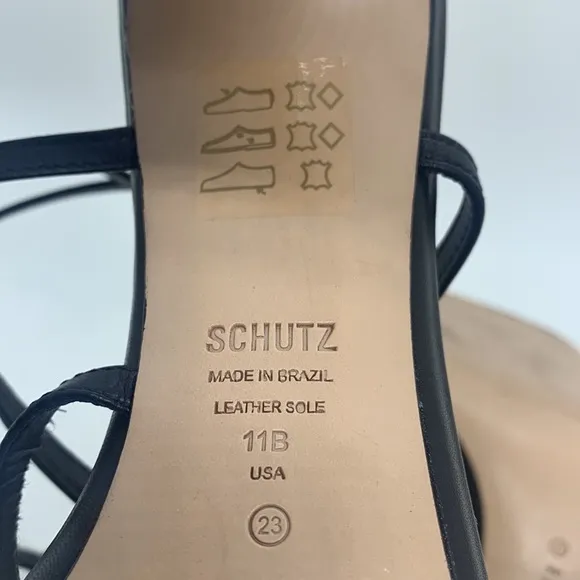 SCHUTZ Aisha Black 11 Square Toe Transparent Strap High Heel Sandals Wedding