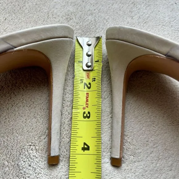 Schutz Ariella Clear Straps Heeled Sandals Beige Leather Inner Sole Women 9.5 B