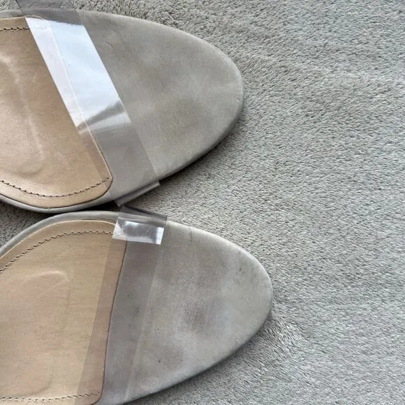 Schutz Ariella Clear Straps Heeled Sandals Beige Leather Inner Sole Women 9.5 B