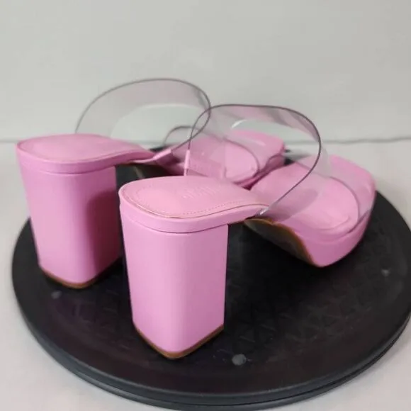 Schutz Ariella Womens Platform Sandals Size 8B Pink with Clear Straps