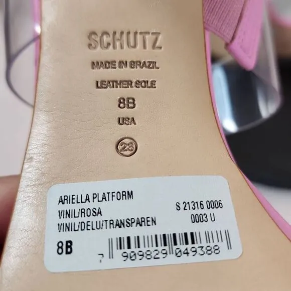 Schutz Ariella Womens Platform Sandals Size 8B Pink with Clear Straps