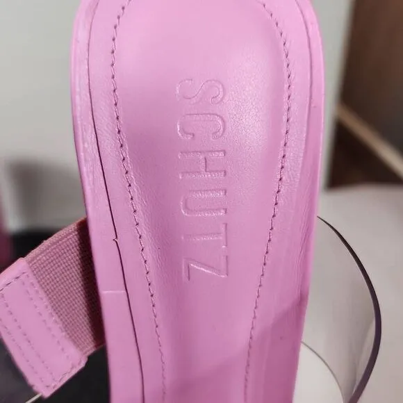Schutz Ariella Womens Platform Sandals Size 8B Pink with Clear Straps