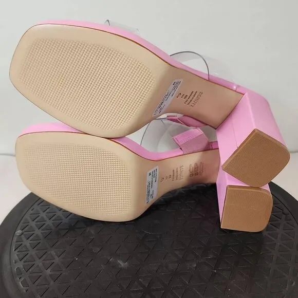Schutz Ariella Womens Platform Sandals Size 8B Pink with Clear Straps